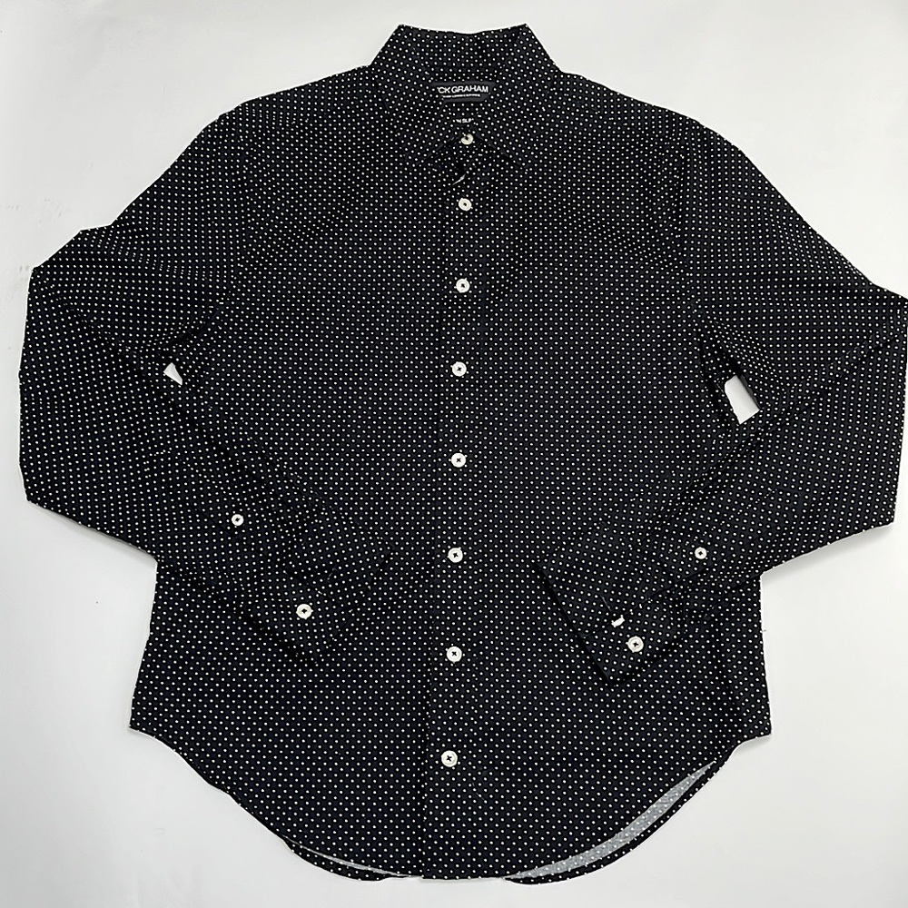 Nick Graham Everywhere Stretch Modern Fit Polka Dot Sport Button Up Collar Shirt